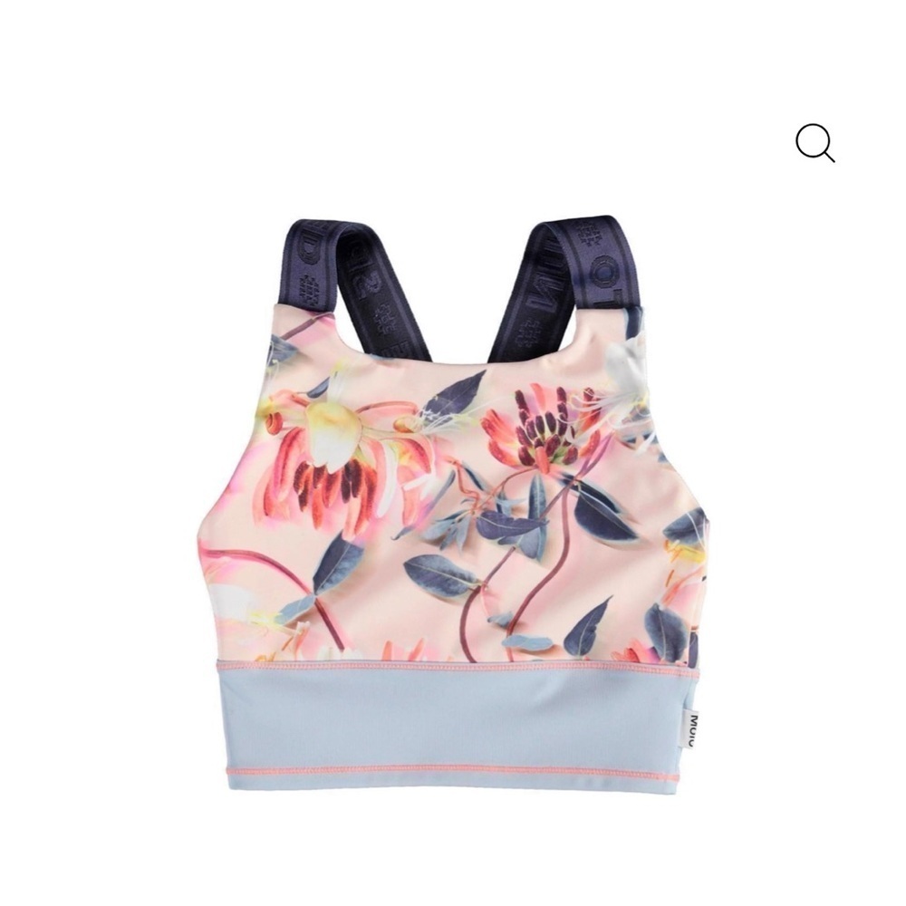 Floral Sports Bra with Navy Straps by Molo. Euro size 158/164